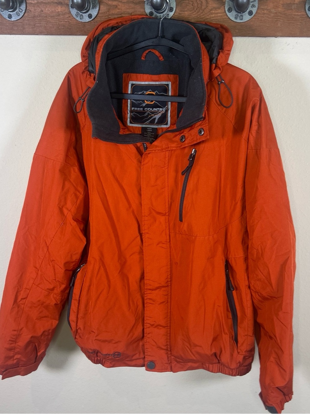 Free Country Men's Hooded Insulated Jacket in Bright Orange